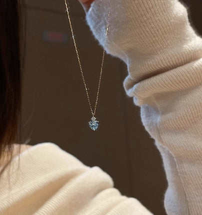 Blue Tears Necklace Pendant Women Small Design Luxury High-end Sense