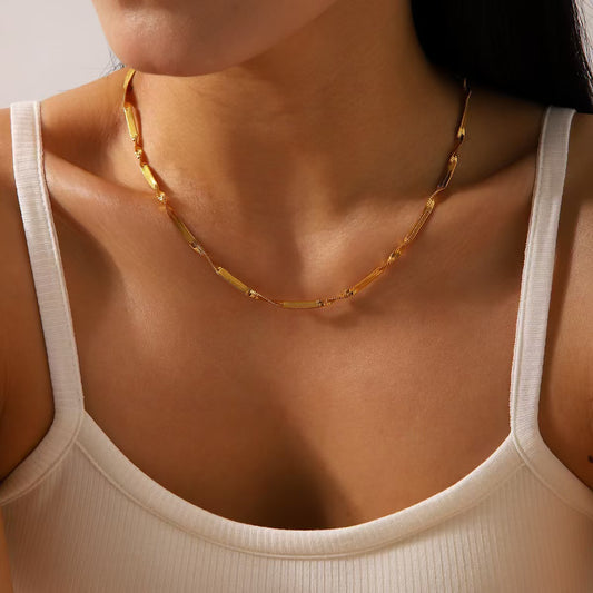 Creative Design Niche Personality Trendy Twisted Snake Bone Chain Necklace Simple Stainless Steel Plated