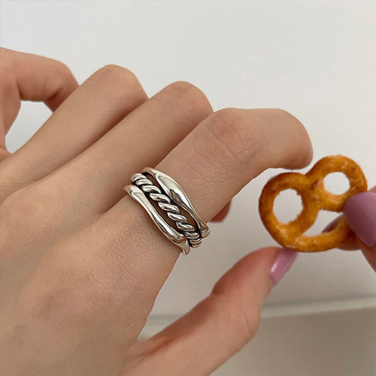 European And American Niche-design Braided Cable Three-layer Ring