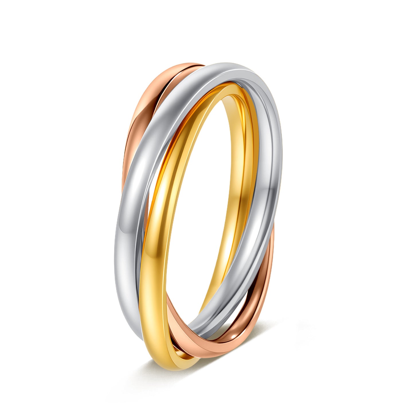 Tri-Link Creative Ring In Titanium Steel For Women