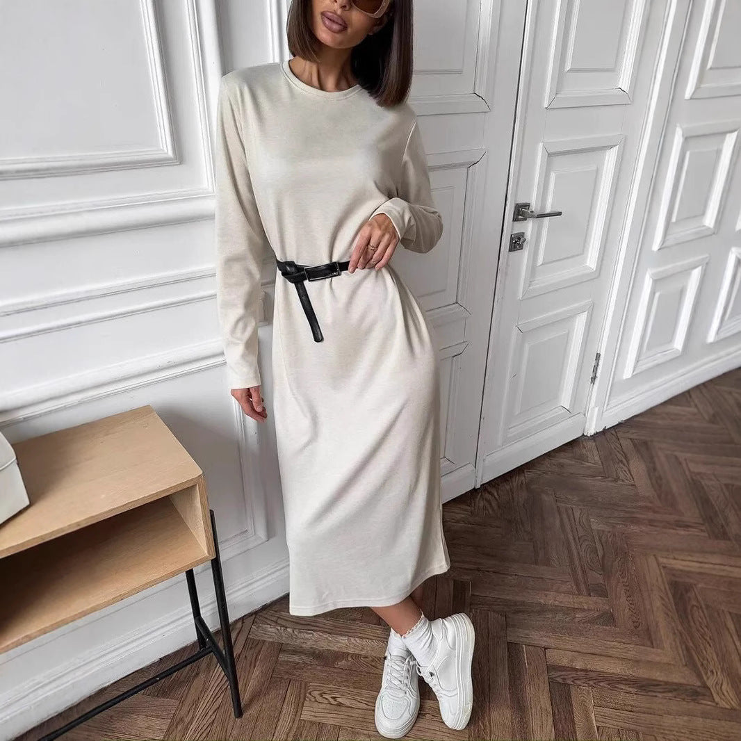 Fashionable Long-sleeved Hip Skirt With Draped Detailing