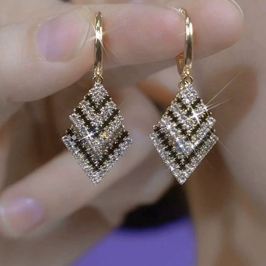 Luxury Zebra Stripe Diamond Earrings