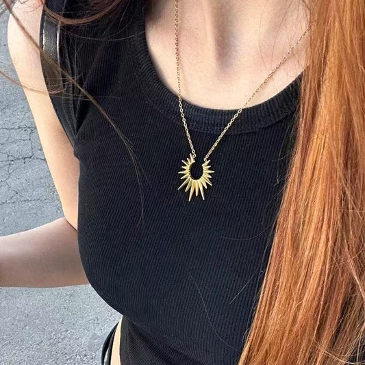 European And American SUNFLOWER Necklace Retro With Opening Clavicle Chain