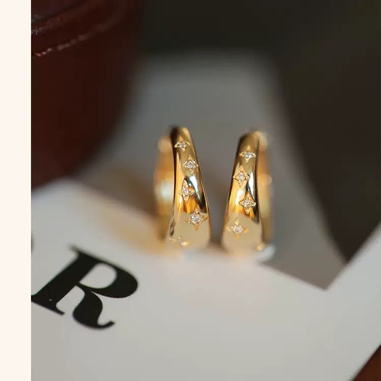 Light Luxury Style Micro-inlaid Earrings, Versatile High-end Creative Design