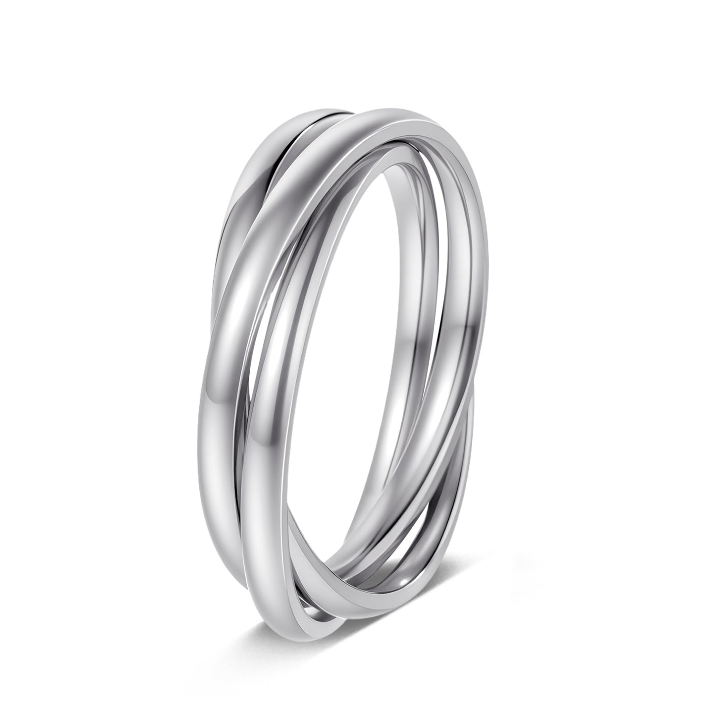 Tri-Link Creative Ring In Titanium Steel For Women
