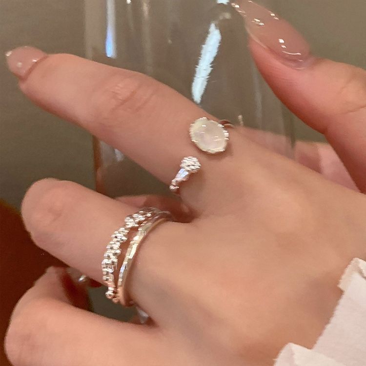 Moonstone Texture Ring For Women