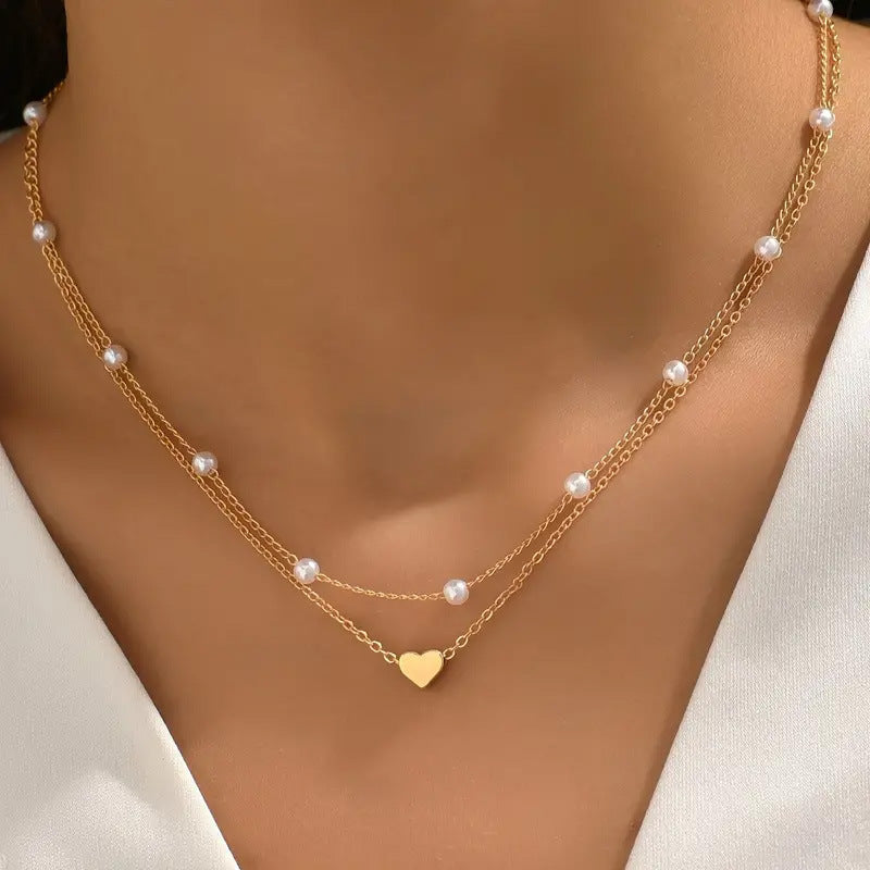 Womens Retro Alloy Layered Clavicle Necklace