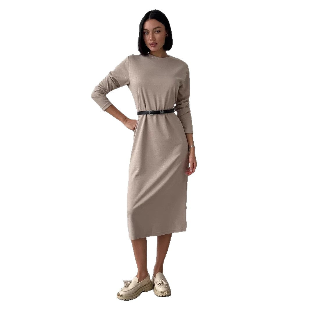 Fashionable Long-sleeved Hip Skirt With Draped Detailing