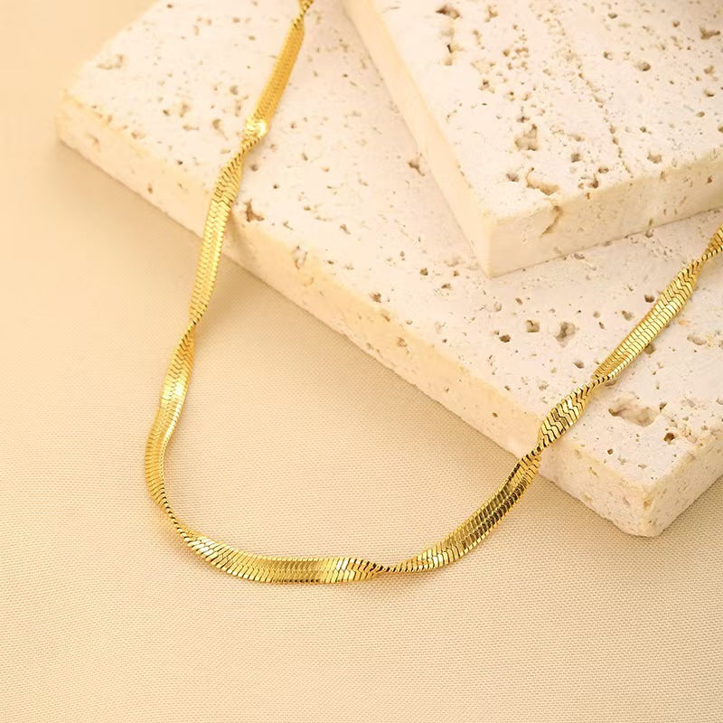 Creative Design Niche Personality Trendy Twisted Snake Bone Chain Necklace Simple Stainless Steel Plated