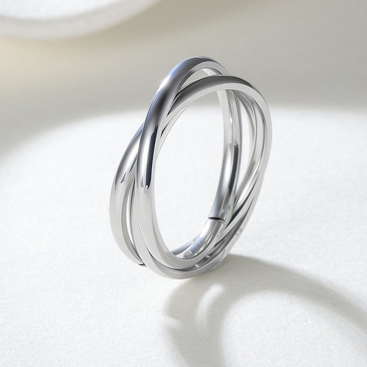Tri-Link Creative Ring In Titanium Steel For Women