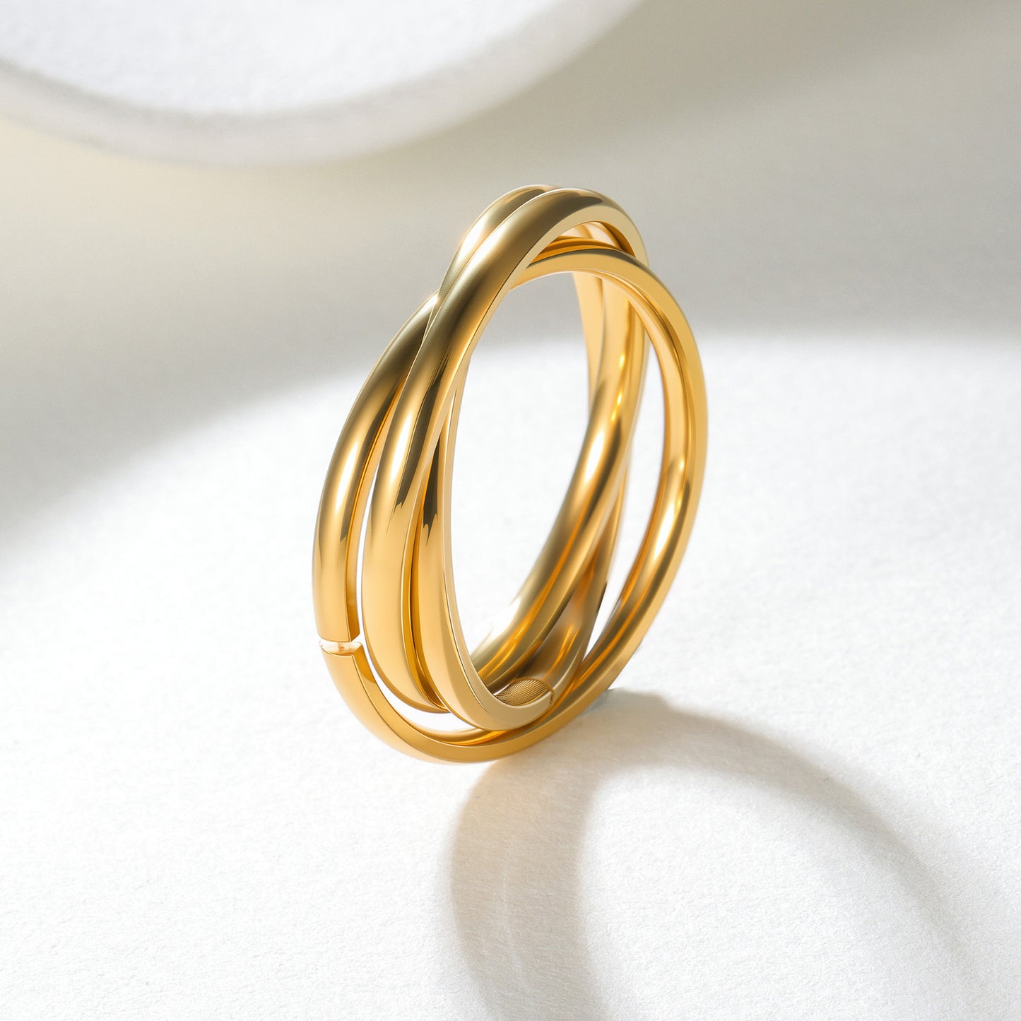 Tri-Link Creative Ring In Titanium Steel For Women