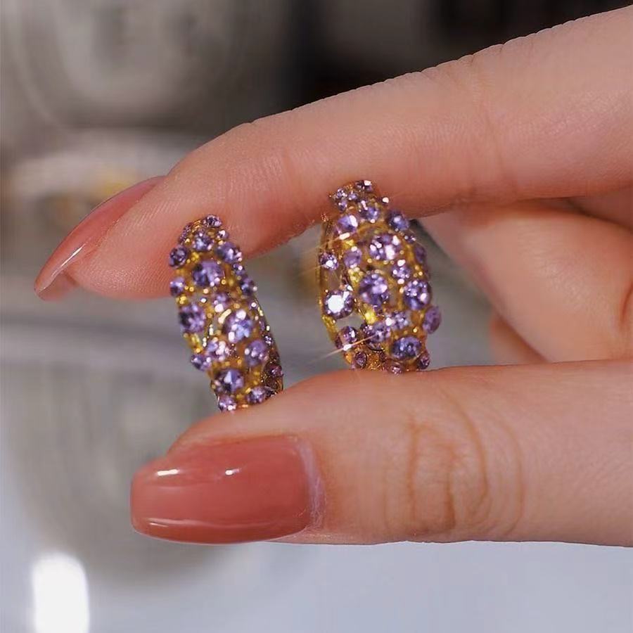 Simple And Gentle Purple Double-sided Earrings